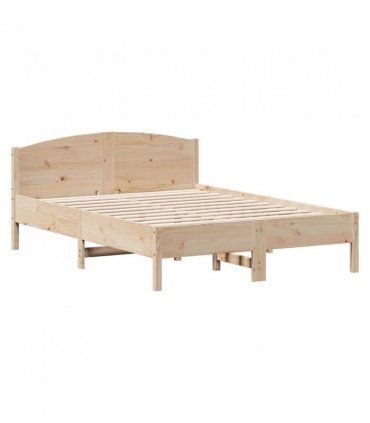 vidaXL Bed Frame | Natural Wood | Solid pine wood, Plywood | Double | Bed Frame — Size: 135 x 190 cm