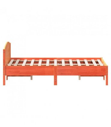 vidaXL Bed Frame | Wax Brown | Solid Pine Wood | 135x190 cm Double — Size: 135 x 190 cm