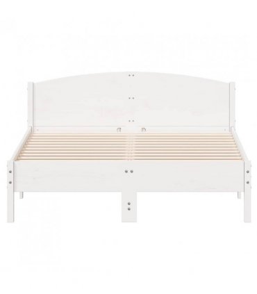 vidaXL Bed Frame | White | Solid Pine Wood, Plywood | Double | Modern — Size: 120 x 200 cm