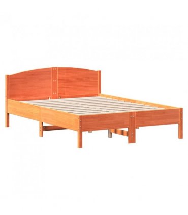 vidaXL Bed Frame without Mattress Wax Brown 120x190 cm Small Double Solid Wood Pine — Size: 120 x 190 cm — V0672046491