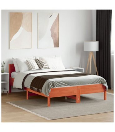 vidaXL Bed Frame without Mattress Wax Brown 120x190 cm Small Double Solid Wood Pine — Size: 120 x 190 cm — V0672046491