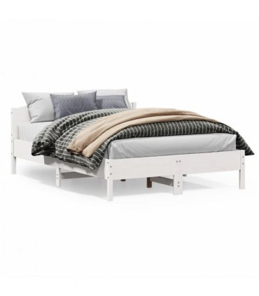 vidaXL Bed Frame without Mattress White 140x200 cm Solid Wood Pine — Size: 140 x 200 cm — V0672046492