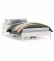 vidaXL Bed Frame without Mattress White 140x200 cm Solid Wood Pine — Size: 140 x 200 cm — V0672046492