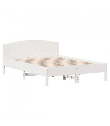 vidaXL Bed Frame without Mattress White 140x200 cm Solid Wood Pine — Size: 140 x 200 cm — V0672046492