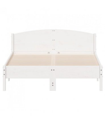 vidaXL Bed Frame without Mattress White 140x200 cm Solid Wood Pine — Size: 140 x 200 cm — V0672046492
