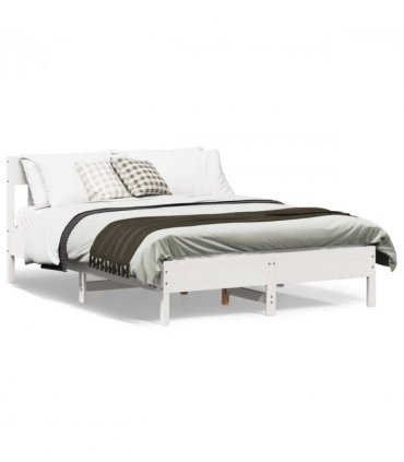 vidaXL Bed Frame without Mattress White 150x200 cm King Size Solid Wood Pine — Size: 150 x 200 cm — V0672046493