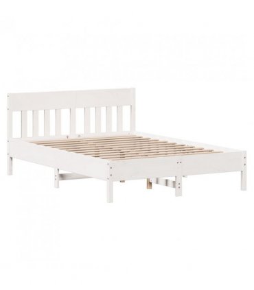 vidaXL Bed Frame without Mattress White 150x200 cm King Size Solid Wood Pine — Size: 150 x 200 cm — V0672046493