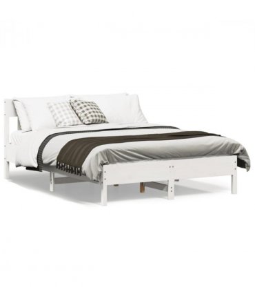 vidaXL Bed Frame without Mattress White 140x190 cm Solid Wood Pine — Size: 140 x 190 cm — V0672046499