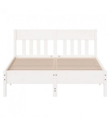 vidaXL Bed Frame without Mattress White 140x190 cm Solid Wood Pine — Size: 140 x 190 cm — V0672046499