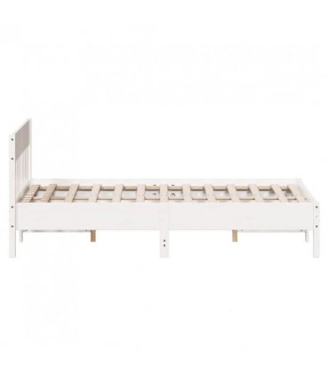 vidaXL Bed Frame without Mattress White 140x190 cm Solid Wood Pine — Size: 140 x 190 cm — V0672046499