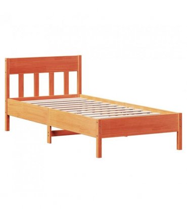 vidaXL Bed Frame without Mattress Wax Brown 75x190 cm Small Single Solid Wood Pine — Size: 75 x 190 cm — V0672046509