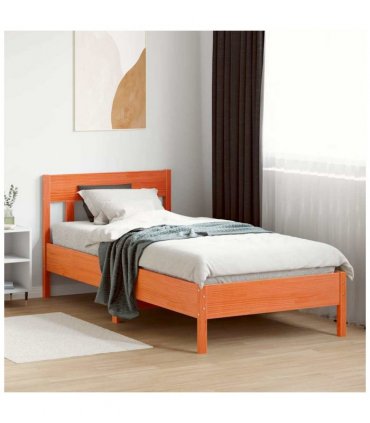 vidaXL Bed Frame without Mattress Wax Brown 75x190 cm Small Single Solid Wood Pine — Size: 75 x 190 cm — V0672046509