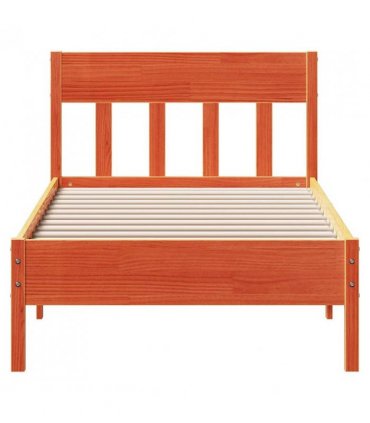 vidaXL Bed Frame without Mattress Wax Brown 75x190 cm Small Single Solid Wood Pine — Size: 75 x 190 cm — V0672046509