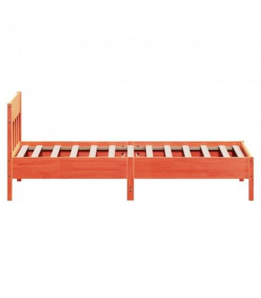 vidaXL Bed Frame without Mattress Wax Brown 75x190 cm Small Single Solid Wood Pine — Size: 75 x 190 cm — V0672046509