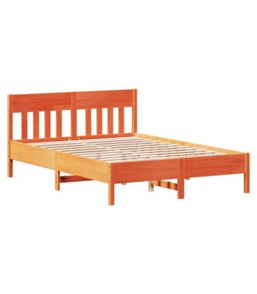 vidaXL Bed Frame without Mattress Wax Brown 140x190 cm Solid Wood Pine — Size: 140 x 190 cm — V0672046512