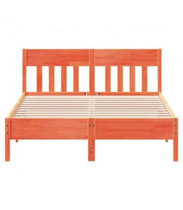 vidaXL Bed Frame without Mattress Wax Brown 140x190 cm Solid Wood Pine — Size: 140 x 190 cm — V0672046512