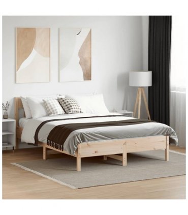 vidaXL Bed Frame without Mattress 140x200 cm Solid Wood Pine — Colour: natural, Size: 140 x 200 cm — V0672046518