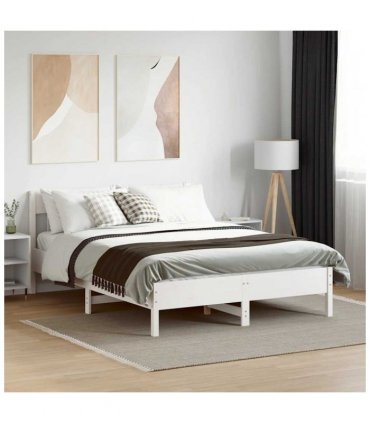 vidaXL Bed Frame without Mattress White 120x200 cm Solid Wood Pine — Size: 120 x 200 cm — V0672046519
