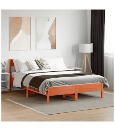vidaXL Bed Frame without Mattress Wax Brown 120x190 cm Small Double Solid Wood Pine — Size: 120 x 190 cm — V0672046521