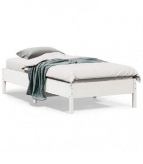 vidaXL Bed Frame | White | Solid pine wood | Single | Modern | Bed Frame — Size: 90 x 190 cm