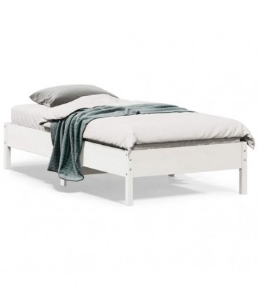 vidaXL Bed Frame | White | Solid pine wood | Single | Modern | Bed Frame — Size: 90 x 190 cm