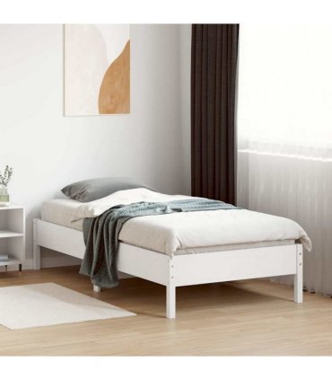 vidaXL Bed Frame | White | Solid pine wood | Single | Modern | Bed Frame — Size: 90 x 190 cm
