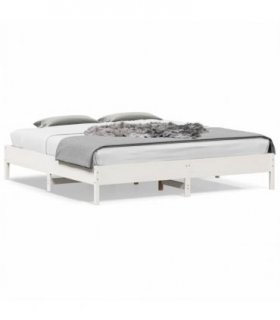 vidaXL Bed Frame without Mattress White 180x200 cm Super King Solid Wood Pine — Size: 180 x 200 cm — V0672046525