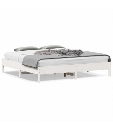 vidaXL Bed Frame without Mattress White 180x200 cm Super King Solid Wood Pine — Size: 180 x 200 cm — V0672046525