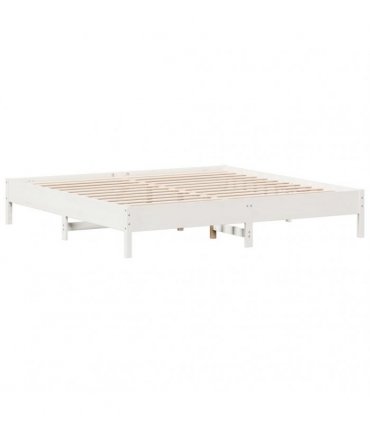 vidaXL Bed Frame without Mattress White 180x200 cm Super King Solid Wood Pine — Size: 180 x 200 cm — V0672046525