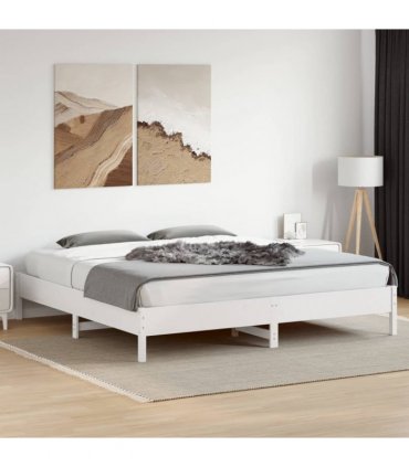 vidaXL Bed Frame without Mattress White 180x200 cm Super King Solid Wood Pine — Size: 180 x 200 cm — V0672046525