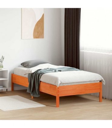 vidaXL Bed Frame | Wax brown | Solid pine wood | Small Single | Durable — Size: 75 x 190 cm
