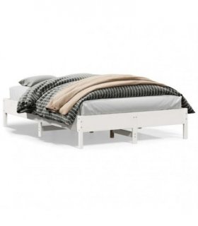 vidaXL Bed Frame | White | Solid Pine Wood | King Size | Stylish | Bed Frame — Size: 150 x 200 cm