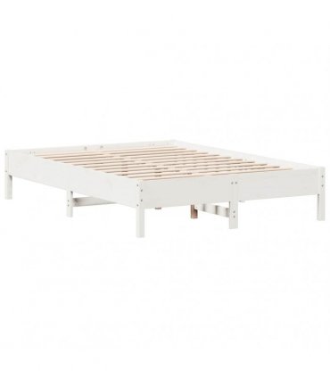 vidaXL Bed Frame | White | Solid Pine Wood | King Size | Stylish | Bed Frame — Size: 150 x 200 cm