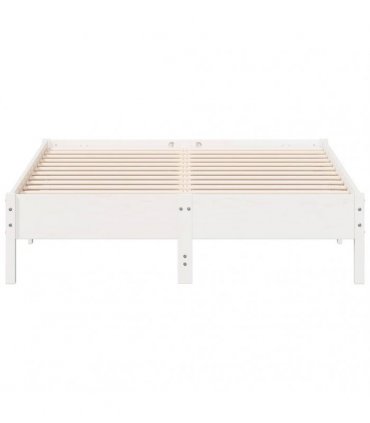 vidaXL Bed Frame | White | Solid Pine Wood | King Size | Stylish | Bed Frame — Size: 150 x 200 cm