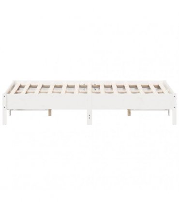 vidaXL Bed Frame | White | Solid Pine Wood | King Size | Stylish | Bed Frame — Size: 150 x 200 cm