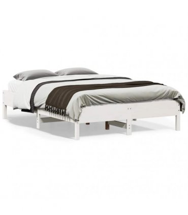 vidaXL Bed Frame | White | Solid pine wood, Plywood | 140x190 cm | Modern — Size: 140 x 190 cm