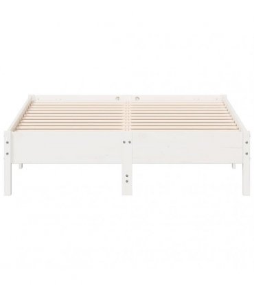 vidaXL Bed Frame | White | Solid pine wood, Plywood | 140x190 cm | Modern — Size: 140 x 190 cm