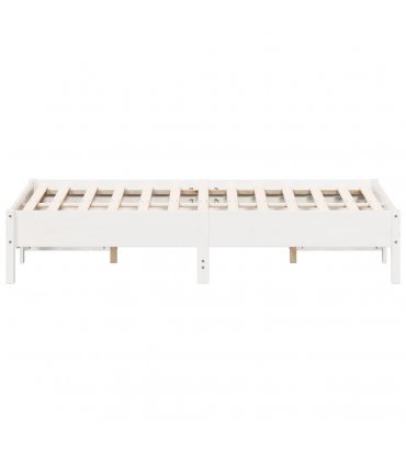 vidaXL Bed Frame | White | Solid pine wood, Plywood | 140x190 cm | Modern — Size: 140 x 190 cm