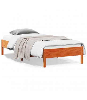 vidaXL Bed Frame | Wax Brown | Solid Pine Wood | Single | Modern | Bed Frame — Size: 90 x 200 cm