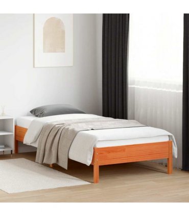 vidaXL Bed Frame | Wax Brown | Solid Pine Wood | Single | Modern | Bed Frame — Size: 90 x 200 cm