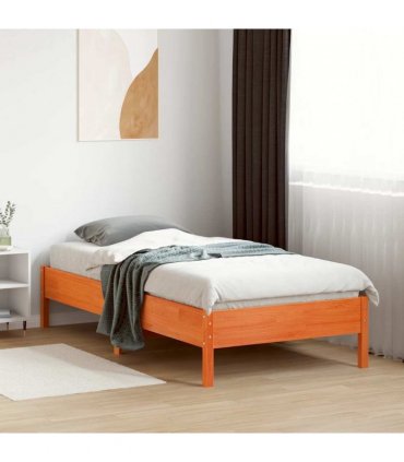 vidaXL Bed Frame | Wax brown | Solid pine wood, Plywood slats | Single | Durable — Size: 90 x 190 cm