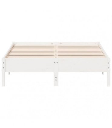 vidaXL Bed Frame | White | Solid Pine Wood, Plywood | Double | Durable — Size: 135 x 190 cm — V0672046543