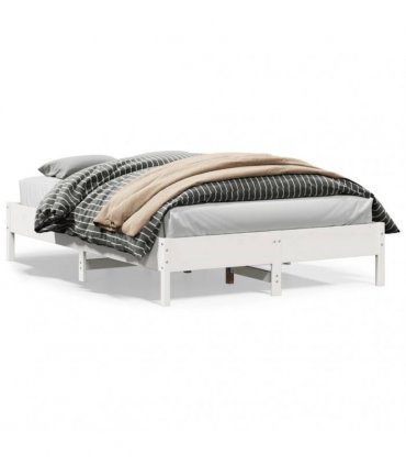 vidaXL Bed Frame without Mattress White 160x200 cm Solid Wood Pine — Size: 160 x 200 cm — V0672046545