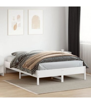 vidaXL Bed Frame without Mattress White 160x200 cm Solid Wood Pine — Size: 160 x 200 cm — V0672046545