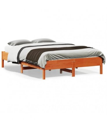 vidaXL Bed Frame | Wax Brown | Solid Pine Wood | Double | Heavy Weight Endurance — Size: 140 x 190 cm