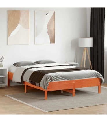 vidaXL Bed Frame | Wax Brown | Solid Pine Wood | Double | Heavy Weight Endurance — Size: 140 x 190 cm