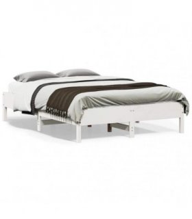 vidaXL Bed Frame | White | Solid pine wood, Plywood slats | Small Double — Size: 120 x 190 cm