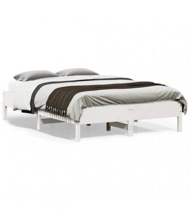 vidaXL Bed Frame | White | Solid pine wood, Plywood slats | Small Double — Size: 120 x 190 cm