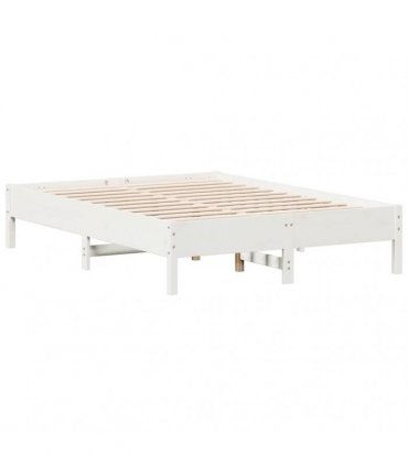 vidaXL Bed Frame | White | Solid pine wood, Plywood slats | Small Double — Size: 120 x 190 cm