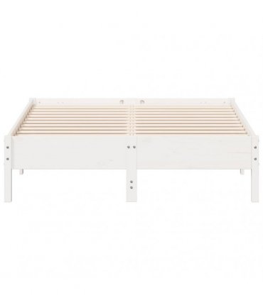 vidaXL Bed Frame | White | Solid pine wood, Plywood slats | Small Double — Size: 120 x 190 cm